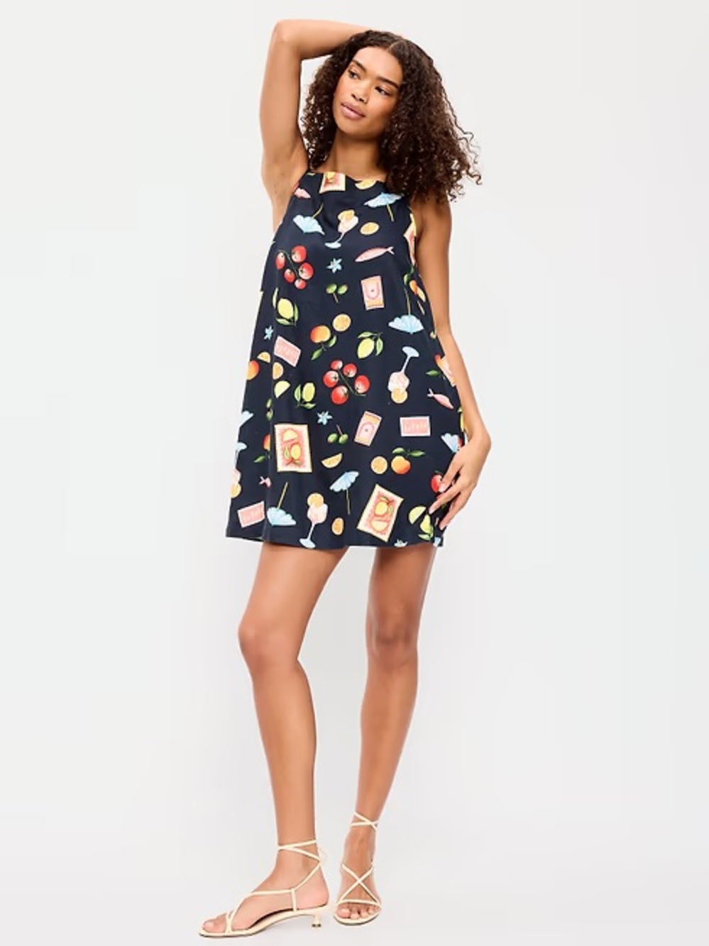Old Navy Sleeveless Navy A-Line Summer Dress with Summer print NWT